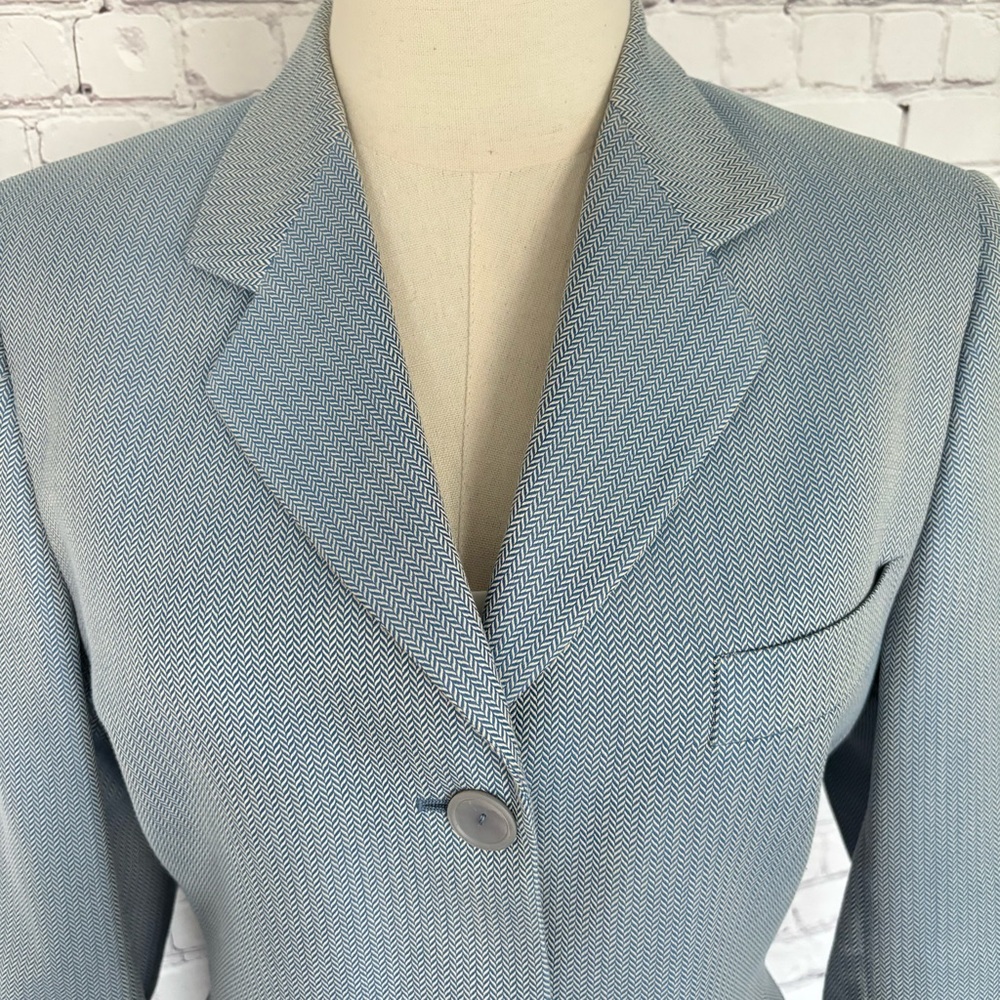 GIORGIO'S OF PALM BEACH Vintage Blue Chevron Pattern Fitted Blazer--EUC--8 - Picture 3 of 16